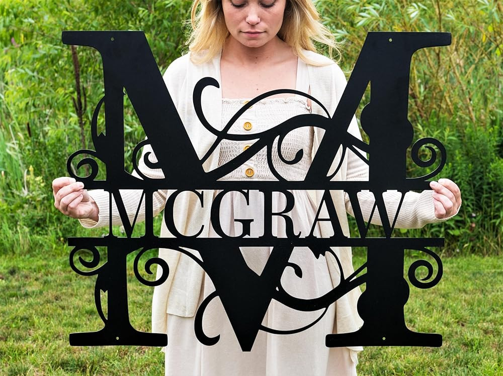 Custom Metal Signs | Metal Name Sign | Metal Wall Art | Split Letter Monogram Wall Decor | Metal ... | Amazon (US)