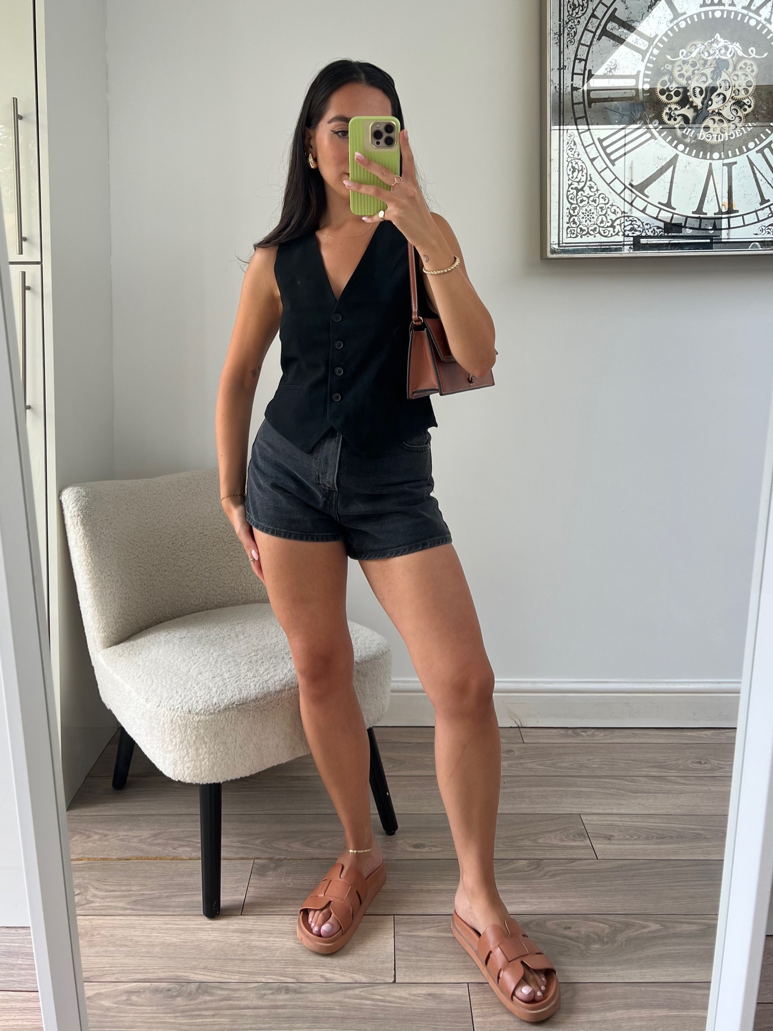 Waistcoat, levis shorts, denim shorts, brown sandals, tan sandals, tan bad, shoulder bag, transitional outfit, h&m, pull & bear

#LTKstyletip #LTKSeasonal #LTKeurope