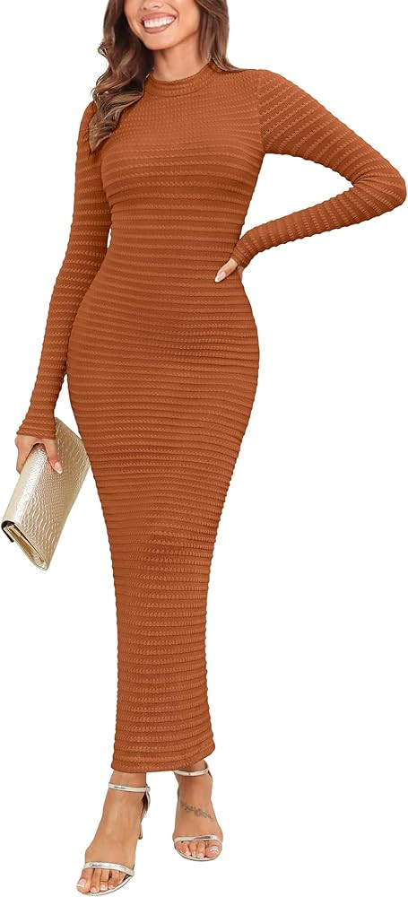 Kranda Women's 2025 Fall Sweater Dress Long Sleeve High Neck Slim Fit Casual Formal Long Bodycon ... | Amazon (US)
