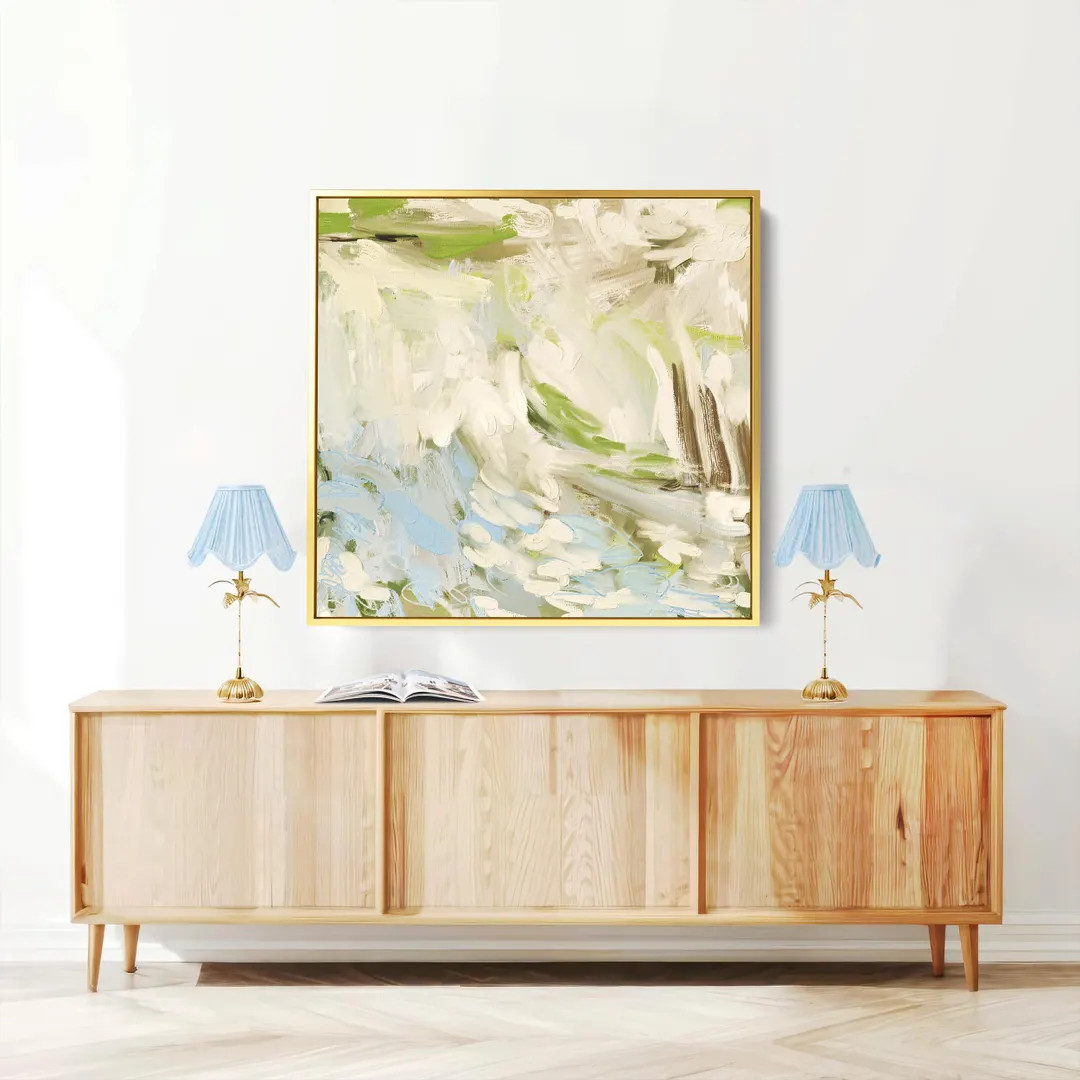 Large Neutral Abstract Art: Beige & Blue Grand Millennial Impressionist Art Print | Etsy (US)