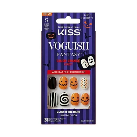 KISS Voguish Fantasy Halloween Press-On Nails Black Short Oval 31 Ct. | Walmart (US)