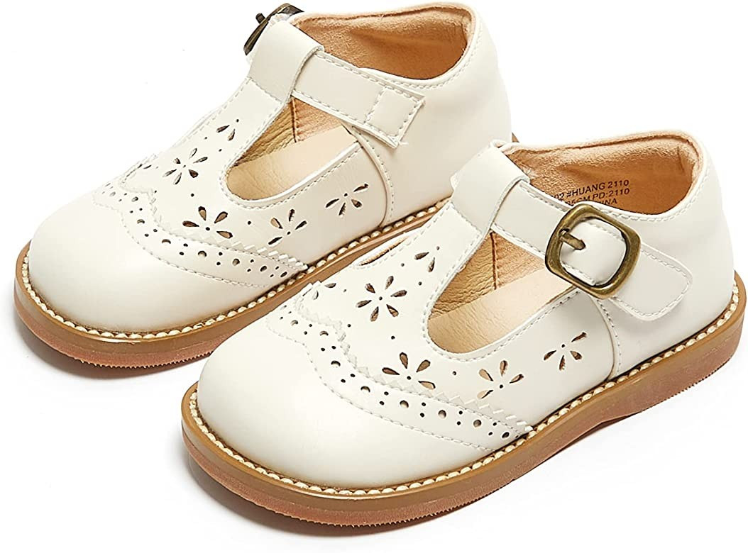 Kiderence Girls Flat Mary Jane Shoes Slip-on School Party Dress Ballerina Shoe (Toddler/Little Ki... | Amazon (US)