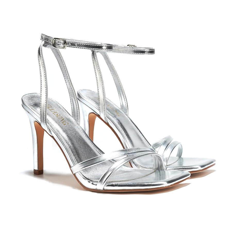 Women's Heels Strappy Ankle Strap High Heels 3.5 Inch Heeled Square Open Toe Sandals for Women | Amazon (US)