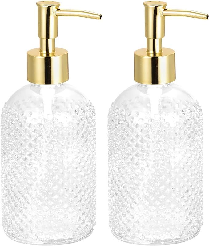 uxcell Soap Dispensers Set- 17Oz Glass Dish Hand Soap Dispensers with Pumps for Kitchen Bathroom,... | Amazon (US)