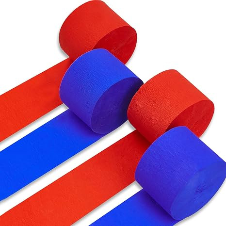 PartyWoo Red and Blue Crepe Paper Streamers 4pcs 328ft Pack of Red and Blue Crepe Paper Streamers... | Amazon (US)