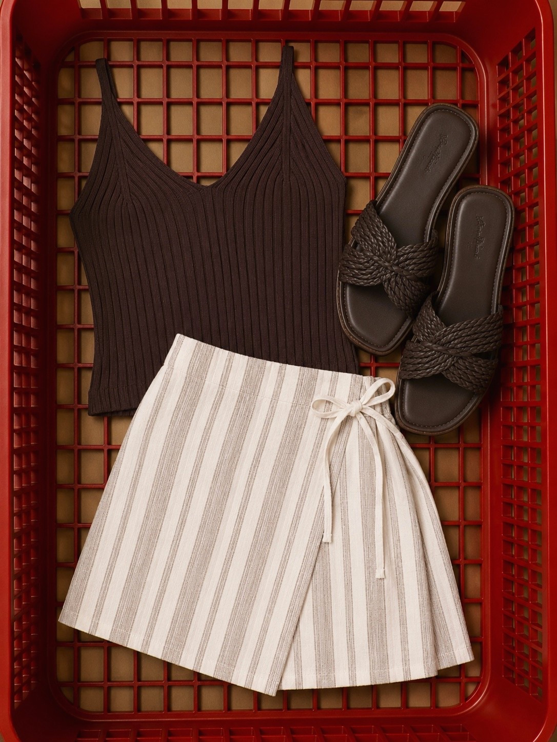 Target Summer Outfit Ideas Brown Rib Knit Sweater Tank Top, Striped cream & Brien linen wrap skirt, & Brien rope woven slides 
@Target #target #targetstyle #anewday #dateoutfits #newattarget #targetfashion #summeroutfitideas #summerskirts #sweatertanks #summerlooks #traveloutfits  #wovenslides

#LTKgrwm #LTKootd #LTKTravel