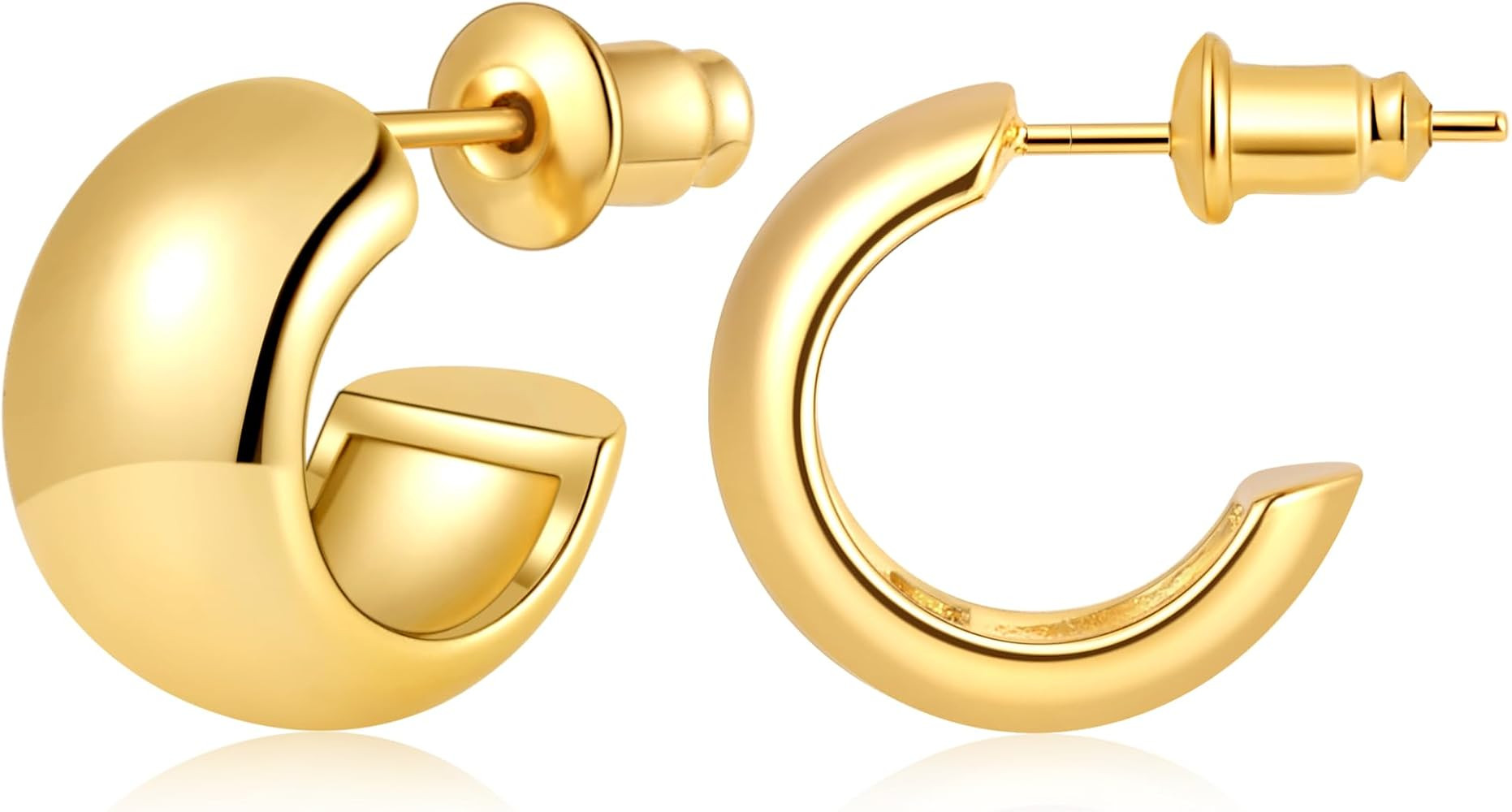 Gamicy Small 14K Gold Plated Hoop Earrings for Women with 925 Stering Silver Post, 14K Real Gold ... | Amazon (US)