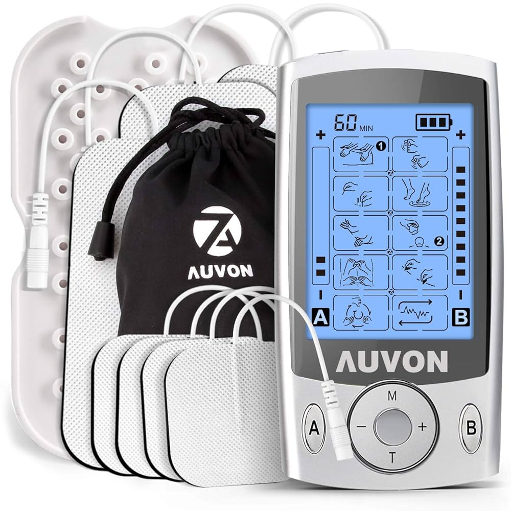 AUVON Dual Channel TENS Unit Muscle Stimulator Machine with 20 Modes, 2" and 2"x4" TENS Unit Elec... | Amazon (US)