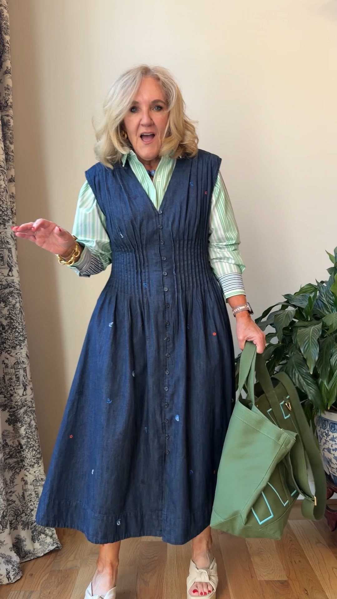 Walmart dress and poplin blouse wearing a medium the blouse is oversized denim dress business casual teacher outfit

#LTKOver40 #LTKWorkwear #LTKPetite