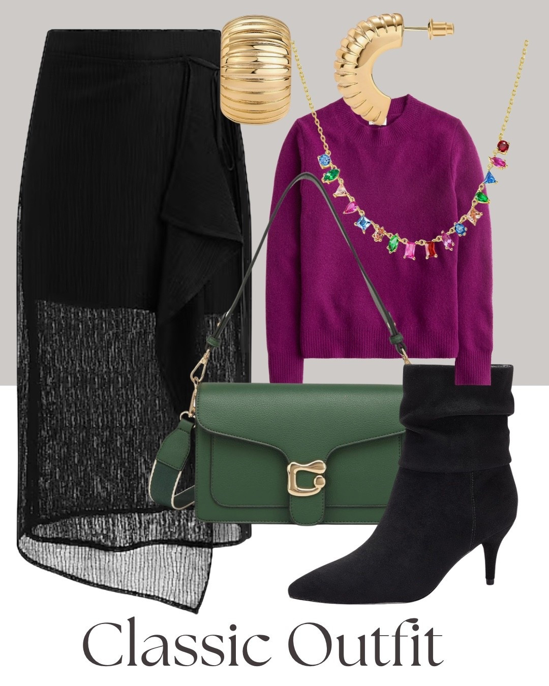 Dressy casual outfit with a bold sweater and black midi skirt.

A bright sweater instantly makes a classic black skirt feel updated. I added statement earrings, a pop of color necklace, heeled boots, and a structured green bag for contrast.

#classicstyle #dressycasual #springlayers #ltkfashion #elevatedbasics

#LTKootd
