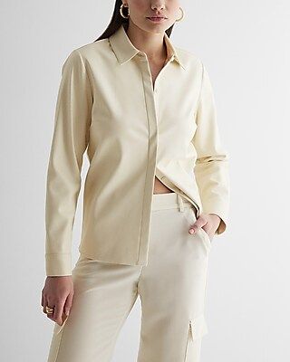 Faux Leather Relaxed Portofino Shirt | Express