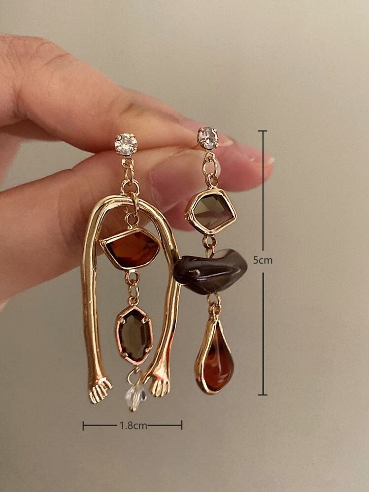 Rhinestone Decor Geometric & Water Drop Earrings | SHEIN