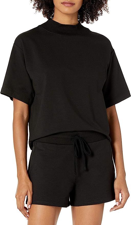 The Drop Women's Adeline Loose Short-Sleeve Mockneck Drop-Shoulder T-Shirt | Amazon (US)