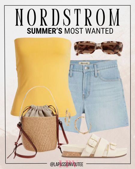 Summer Essentials: Rock the season in a chic tube top paired with denim shorts, complemented by hoop earrings, trendy sunglasses, a basket bucket bag, and stylish slide sandals. Elevate your summer look with these must-have pieces, available now at Nordstrom. 

#LTKStyleTip #LTKSeasonal #LTKxNSale