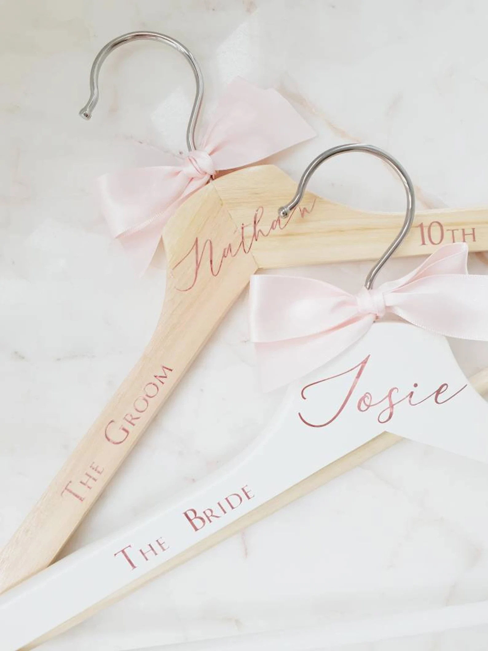 Pink Bow Personalised Wedding Hangers Bridal Party Gift Maid | Etsy | Etsy (US)