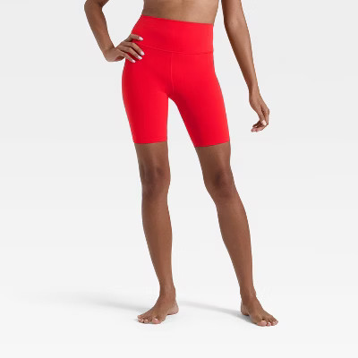 Women's Everyday Soft Ultra High-Rise Bike Shorts 8" - All In Motion™ Light Red L | Target