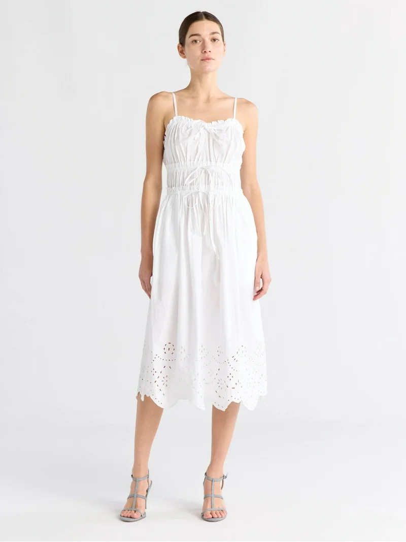 Free Assembly Women's and Women's Plus Sleeveless Cotton Midi Dress with Bow Front, Sizes XS-4X -... | Walmart (US)