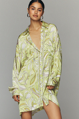 Corey Lynn Calter Long-Sleeve Printed Mini Shirt Dress | Anthropologie (US)