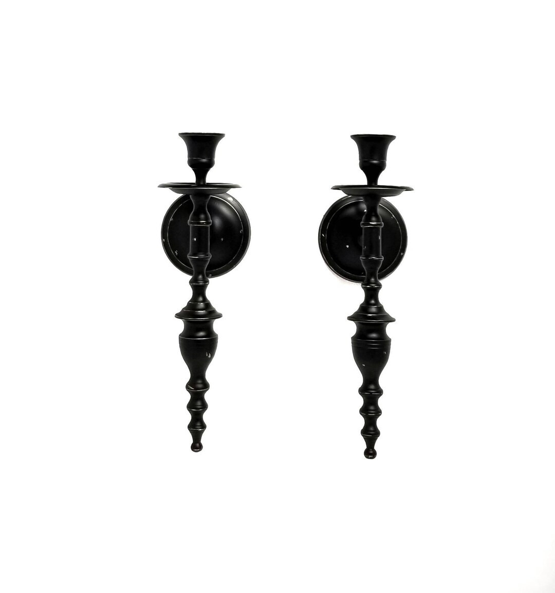 Gothic Victorian Wall Candlesticks, Vintage pair Brass Wall Sconces, Black Candle Holders, Gothic... | Etsy (US)