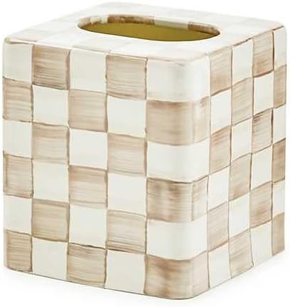 MACKENZIE-CHILDS Enamel Tissue-Box Cover, Brown-and-White Mocha Check | Amazon (US)