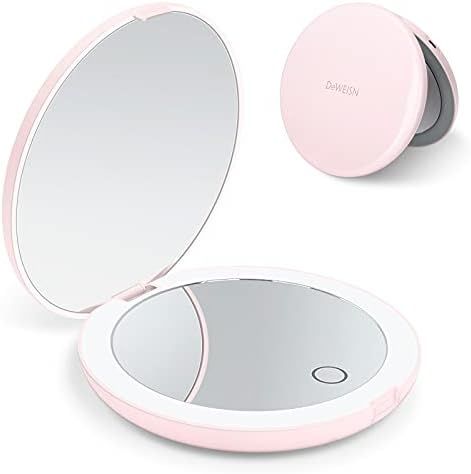 Compact Rechargeable Lighted Makeup Mirror for Travel, Purse and Handbags,1X and 10X Magnifying Hand | Amazon (US)