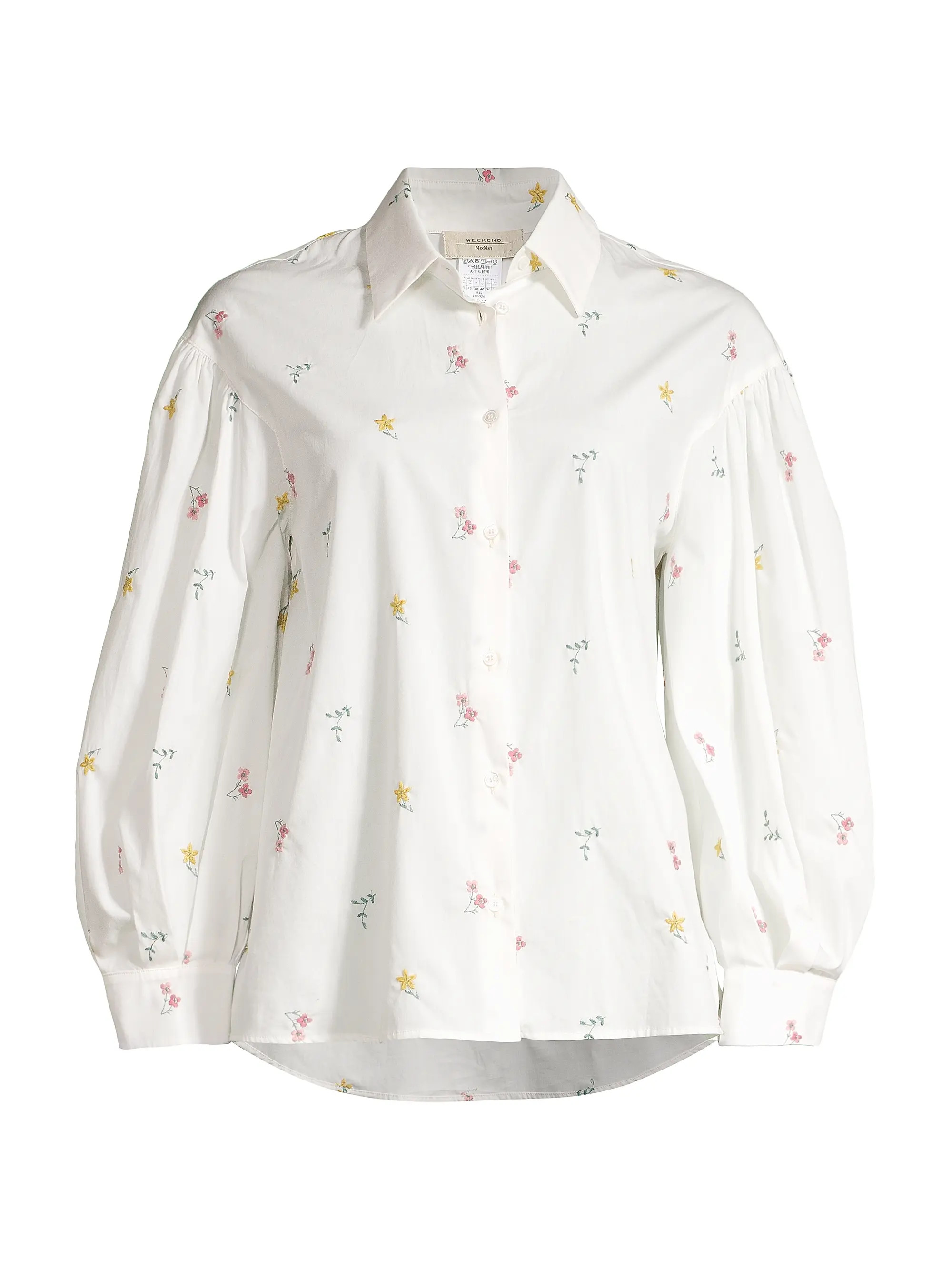 Villar Ditsy Floral Embroidered Blouson-Sleeve Shirt | Saks Fifth Avenue
