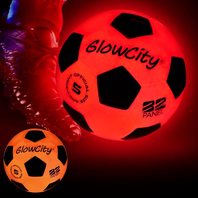 GlowCity Glow in The Dark Soccer Ball- Light Up, Indoor or Outdoor Soccer Balls with 2 LED Lights... | Amazon (US)