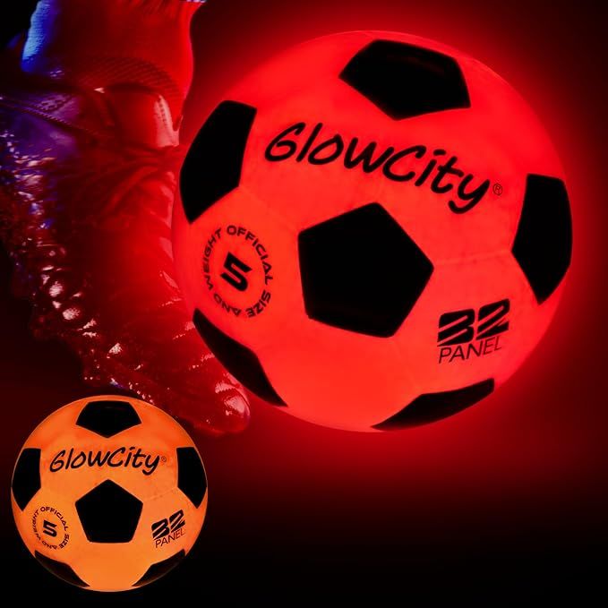 GlowCity Glow in The Dark Soccer Ball- Light Up, Indoor or Outdoor Soccer Balls with 2 LED Lights... | Amazon (US)