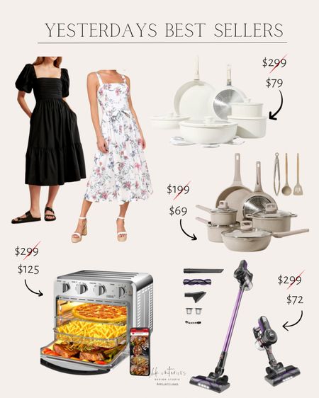 Yesterdays best sellers 
Summer dress / carote nonstick pot and pan set / air fryer / stick vacuum 

#LTKSaleAlert #LTKHome
