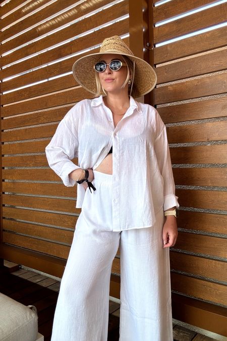 Abercrombie sets for the win. Sized up to L in top for a flowier fit! Matching set, vacation set, linen set, white matching sett

#LTKSeasonal #LTKstyletip #LTKtravel