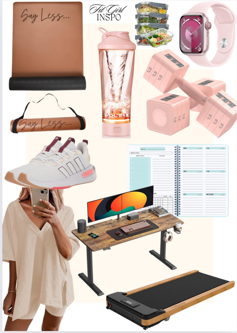 Things every fit girl needs! These are the essentials! Strategic tools for movement and to save space, goal tracker, electric protein shake mixer, new kicks and some comfy-cute stitches! 

#LTKActive #LTKSaleAlert #LTKWorkwear