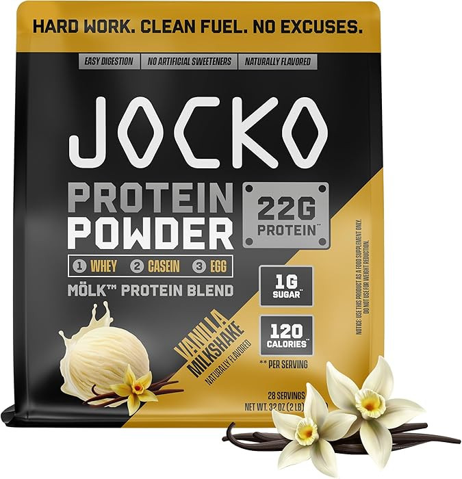 Jocko Fuel Mölk Whey Protein Powder 22g Protein - Low Sugar Monk Fruit Blend - Muscle Recovery &... | Amazon (US)