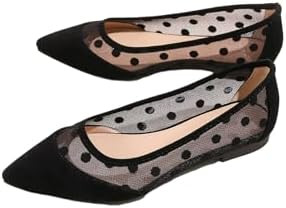 BEAUDRM Women's Polka Dots Ballet Flats Fashion Mesh Pointed Toe Slip on Flat Shoes | Amazon (US)