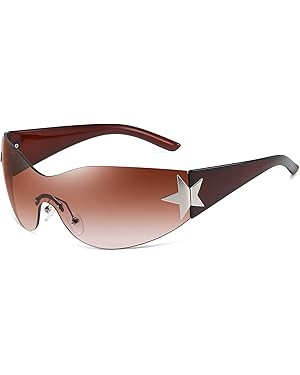 Eiuizah Y2k Sunglasses for Women Men Shield Wrap Around Fashion Sunglasses Trendy Oversized Frame... | Amazon (US)