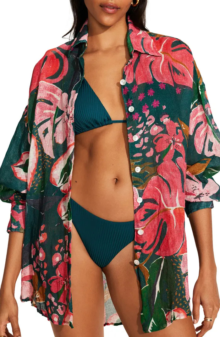 Playa Oversize Linen Cover-Up Shirt | Nordstrom