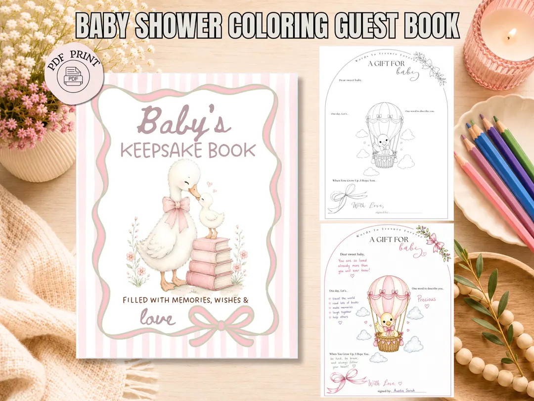Silly Goose Baby Shower Coloring Guest Book | Interactive Keepsake (Digital Download) | Etsy (Global)