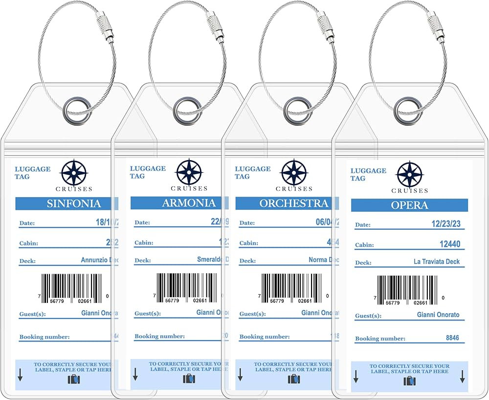 MSC Cruise Luggage Tag Holders by Cruise On [4 Pack] Fits All MSC Cruise Line Ships & Tags for Cr... | Amazon (US)