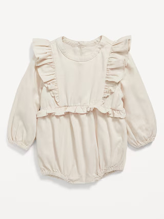 Ruffled Long-Sleeve Jean Romper for Baby | Old Navy (US)