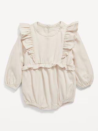 Ruffled Long-Sleeve Jean Romper for Baby | Old Navy (US)