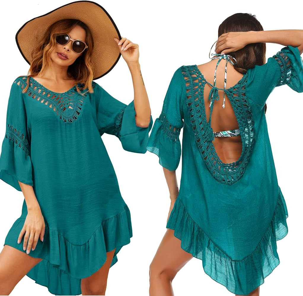 Ekouaer Bathing Suit Cover Up Women Swimsuit Dress Plus Size Bikini Beach Tunic Top Crochet Beach... | Amazon (US)