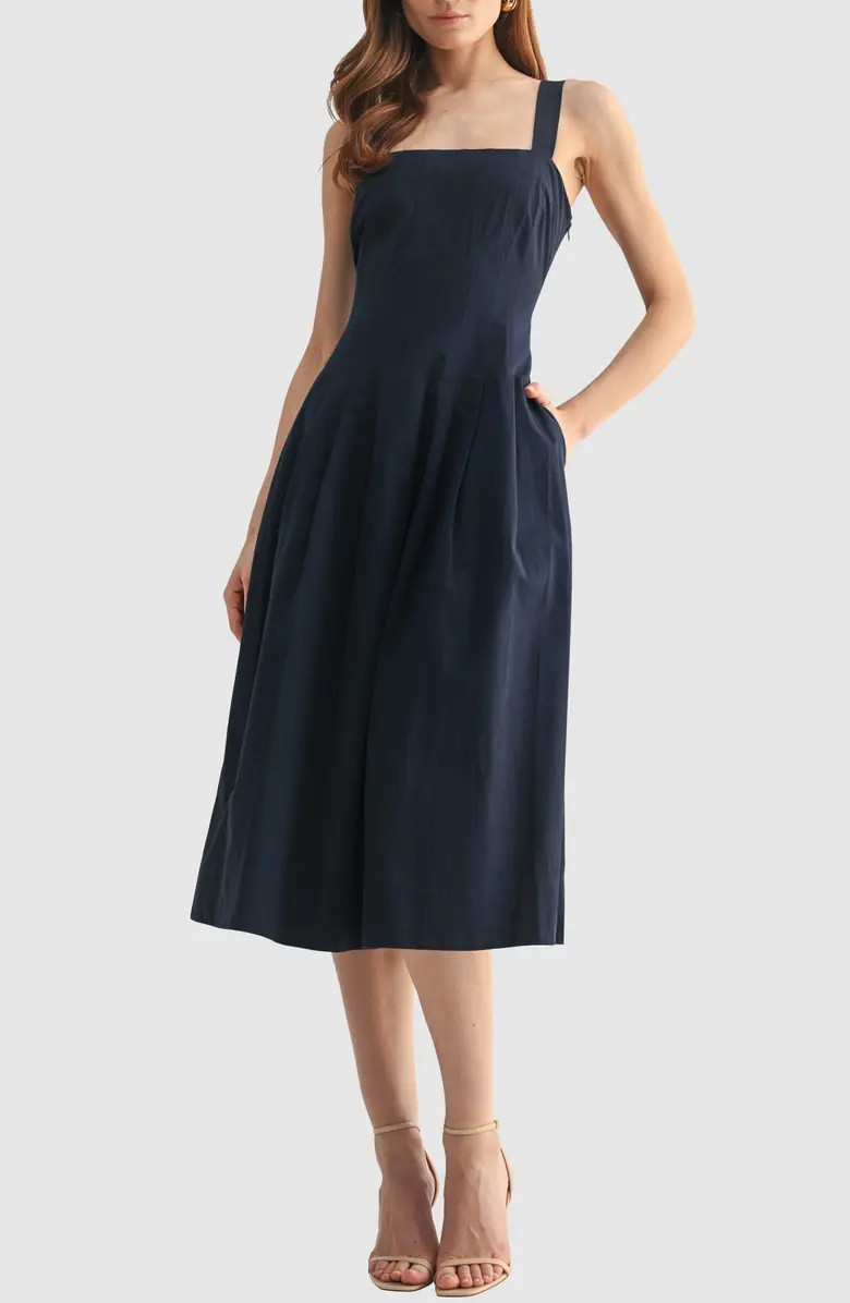 Mila Mae Pleated Cotton Midi Dress | Nordstrom | Nordstrom