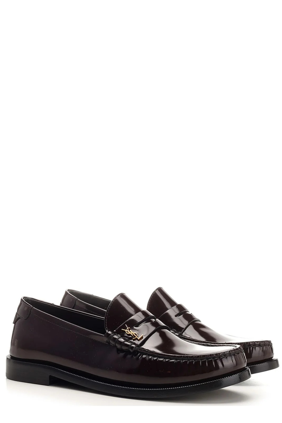 Saint Laurent Logo Plaque Slip-On Loafers | Cettire Global