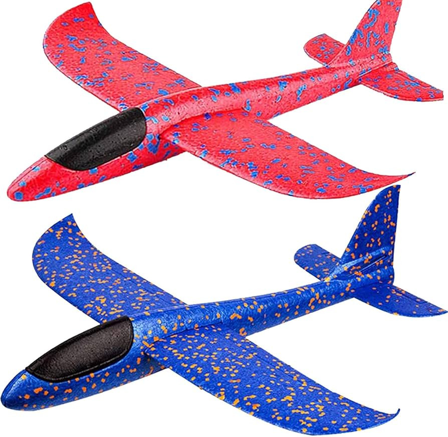 BooTaa 2 Pack Airplane Toys, 17.5" Large Throwing Foam Plane, 2 Flight Mode Glider, Flying Toy fo... | Amazon (US)