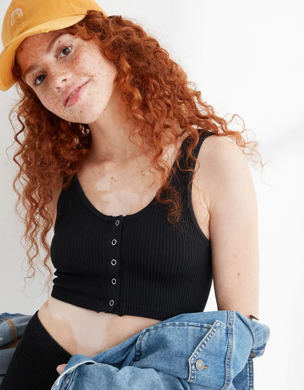 Aerie Seamless Snap Front Longline Bralette | American Eagle Outfitters (US & CA)