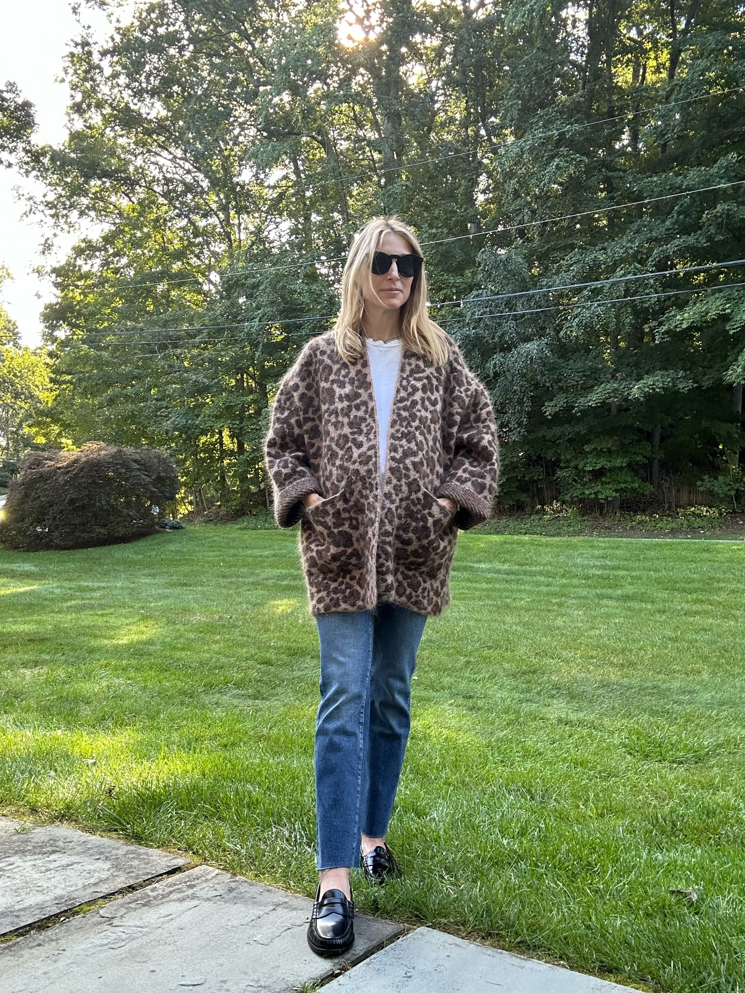 Fall outfit, leopard print, loafers, maternity jeans 

#LTKSeasonal #LTKBump #LTKStyleTip