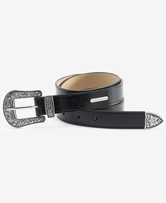 Steve Madden Western Shiny Distressed Belt - Macy's | Macy's