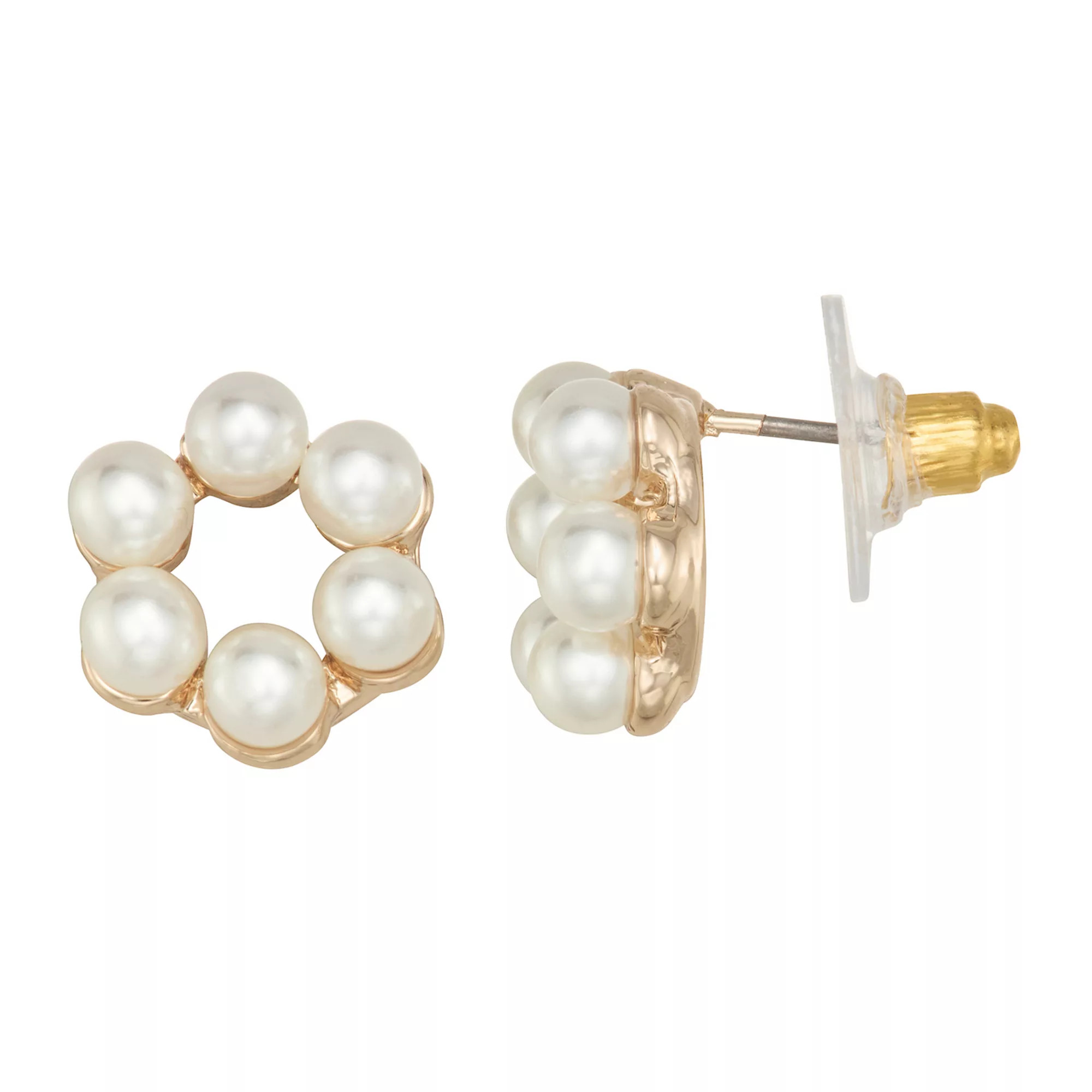 You're Invited Gold Tone Simulated Pearl Stud Earrings | Kohl's