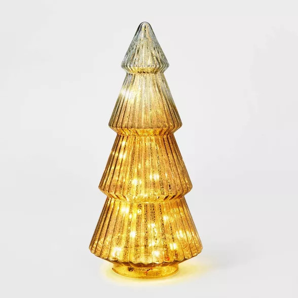 LIT Large Mercury Glass Christmas Tree Decorative Figurine  Gold - Wondershop™ | Target