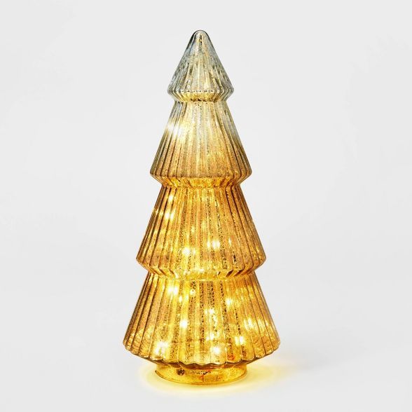 LIT Large Mercury Glass Christmas Tree Decorative Figurine  Gold - Wondershop™ | Target
