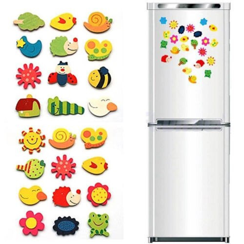 GlorySushine 12Pcs/Set Cute Fridge Magnet ,Wooden Cartoon Shape Educational Toys for Baby Kids | Walmart (US)